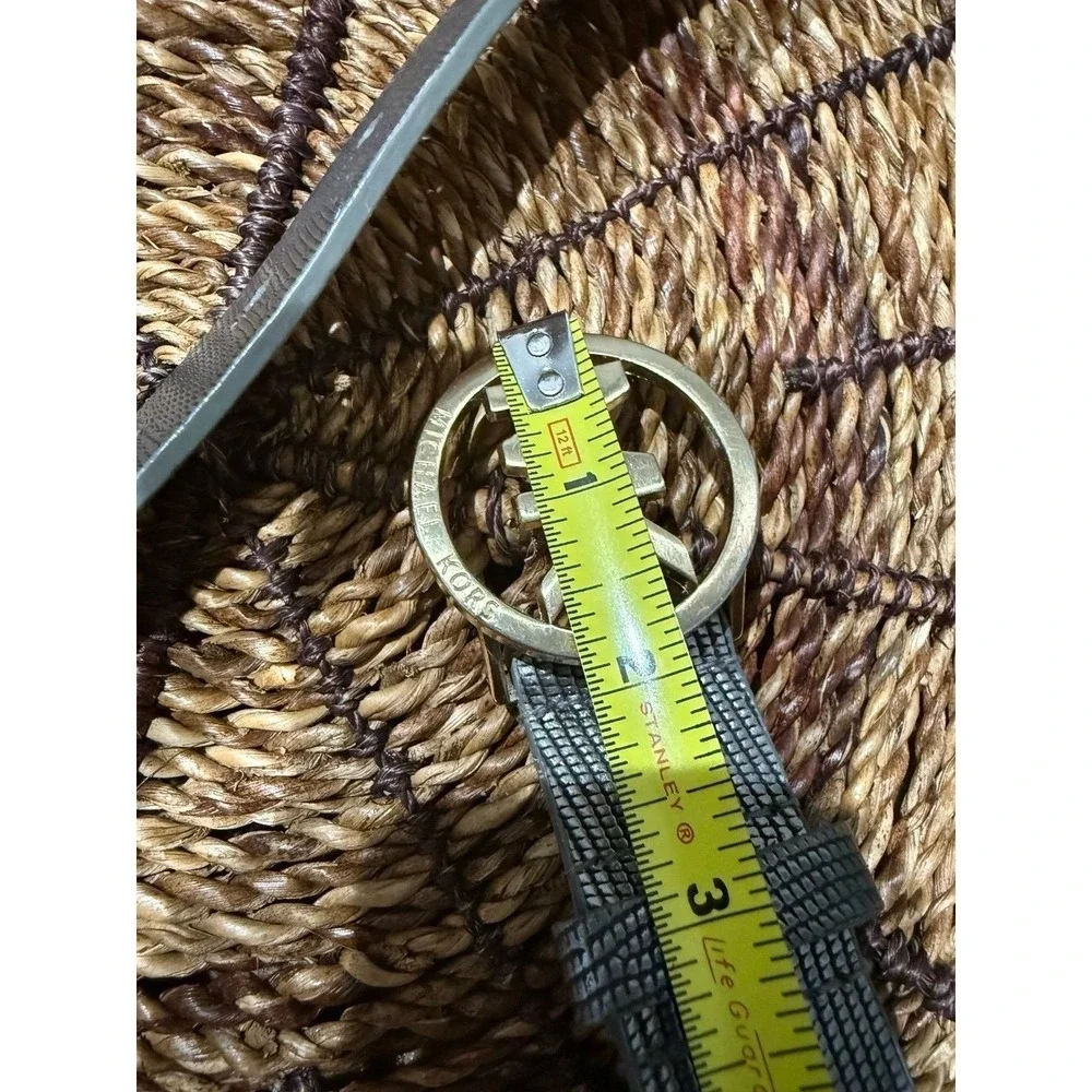 Michael Kors Logo Belt Leather Faux Croc Reptile Gray Silver‎ Tone Buckle L 39